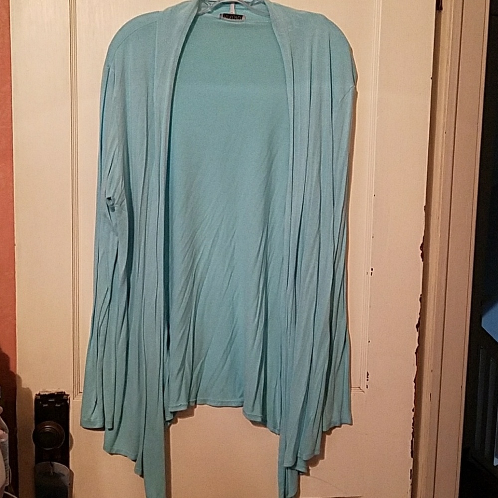 Women's Cardigan light blue stretchy material l
